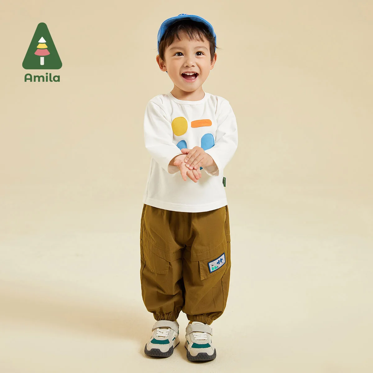 Amila התינוק תכליתי מכנסיים 2023 סתיו חדש אסימטרי החדרת מעולה סמלים אופנה מזדמנים מכנסיים הבגדים של הילדים - 0