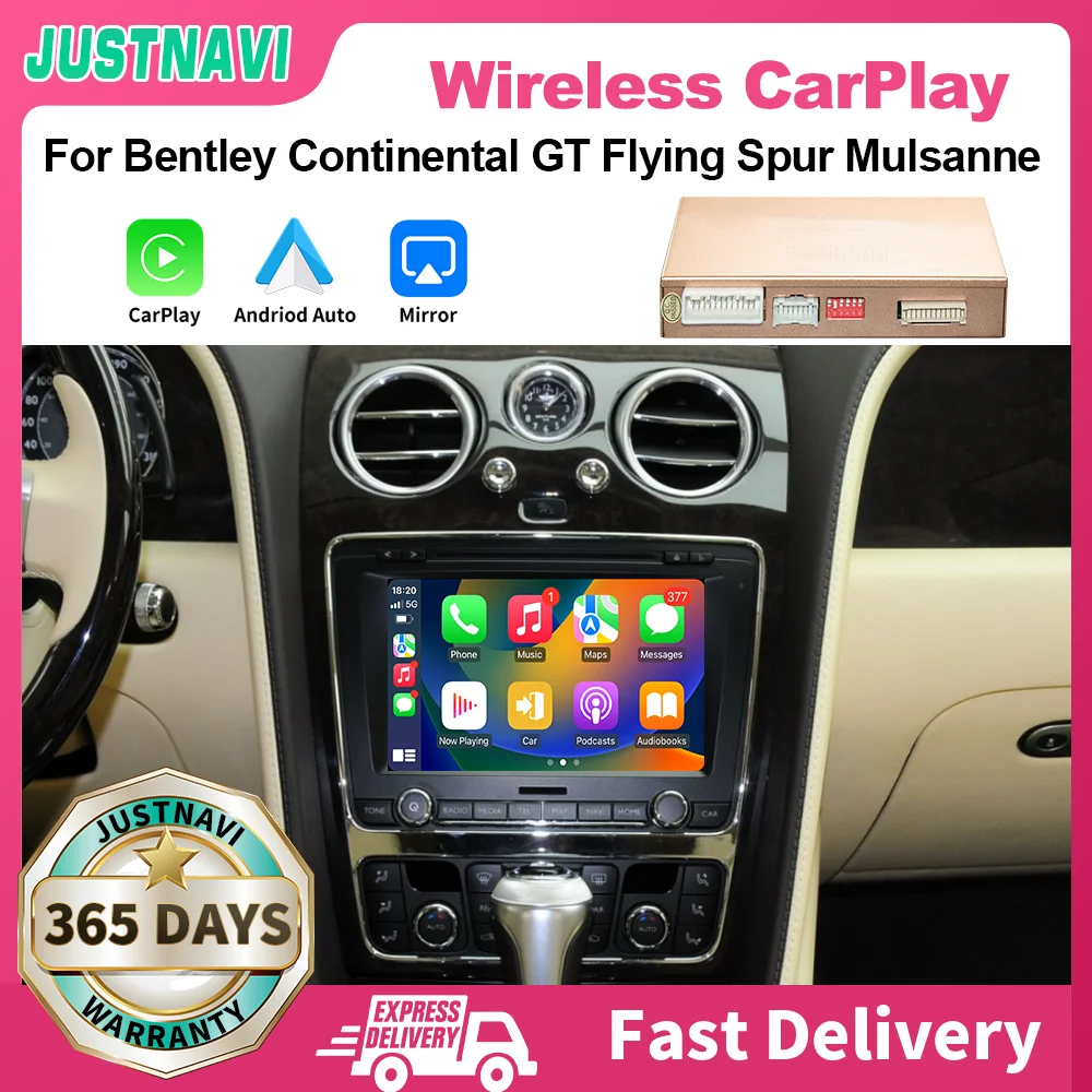 JUSTNAVI עבור בנטלי קונטיננטל GT טיסה לדרבן Mulsanne אלחוטית Apple CarPlay אנדרואיד אוטומטי מודול שדרוג המכונית אל תיבת רדיו. - 0