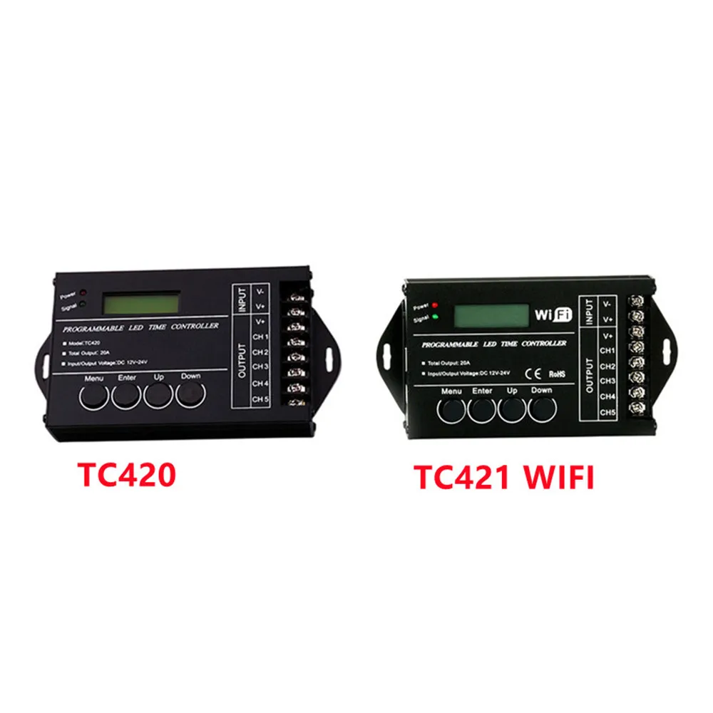 RGB WiFi בקר LED TC420 TC421 זמן Programable DC12V 24V 5 ערוץ פלט 20A האנודה נפוצה לתכנות בקר LED - 0