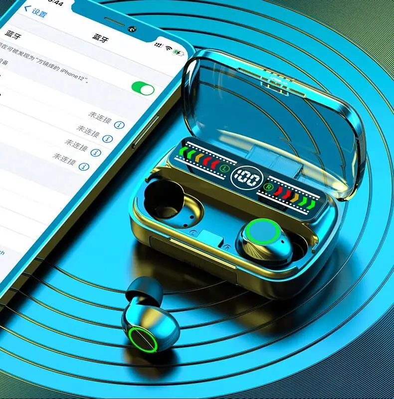 TWS M10 אוזניות אלחוטיות Bluetooth אוזניות שליטה ספורט אוזניות עמיד למים מיקרופון מוסיקה אוזניות לעבוד על כל טלפון חכם - 0
