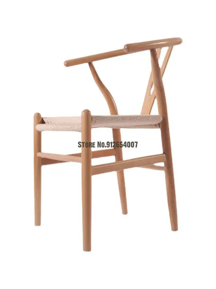 Y כסא עץ מלא נורדי פשוט המודרנית האוכל הכיסא הפנוי משענת יד משענת המקומי כיסא עץ סיני קש ללמוד הכיסא - 0