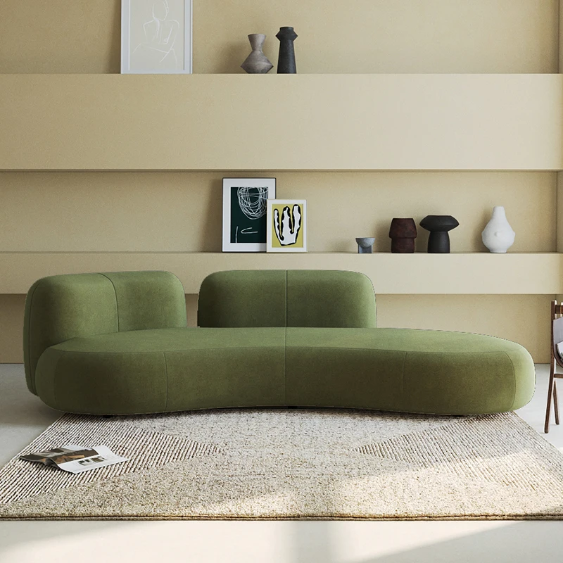 בצורת קשת ספה גודל יחידת ירוק ספה לסלון שלושה האדם חלבית קטיפה בד מעצב ספה - 0