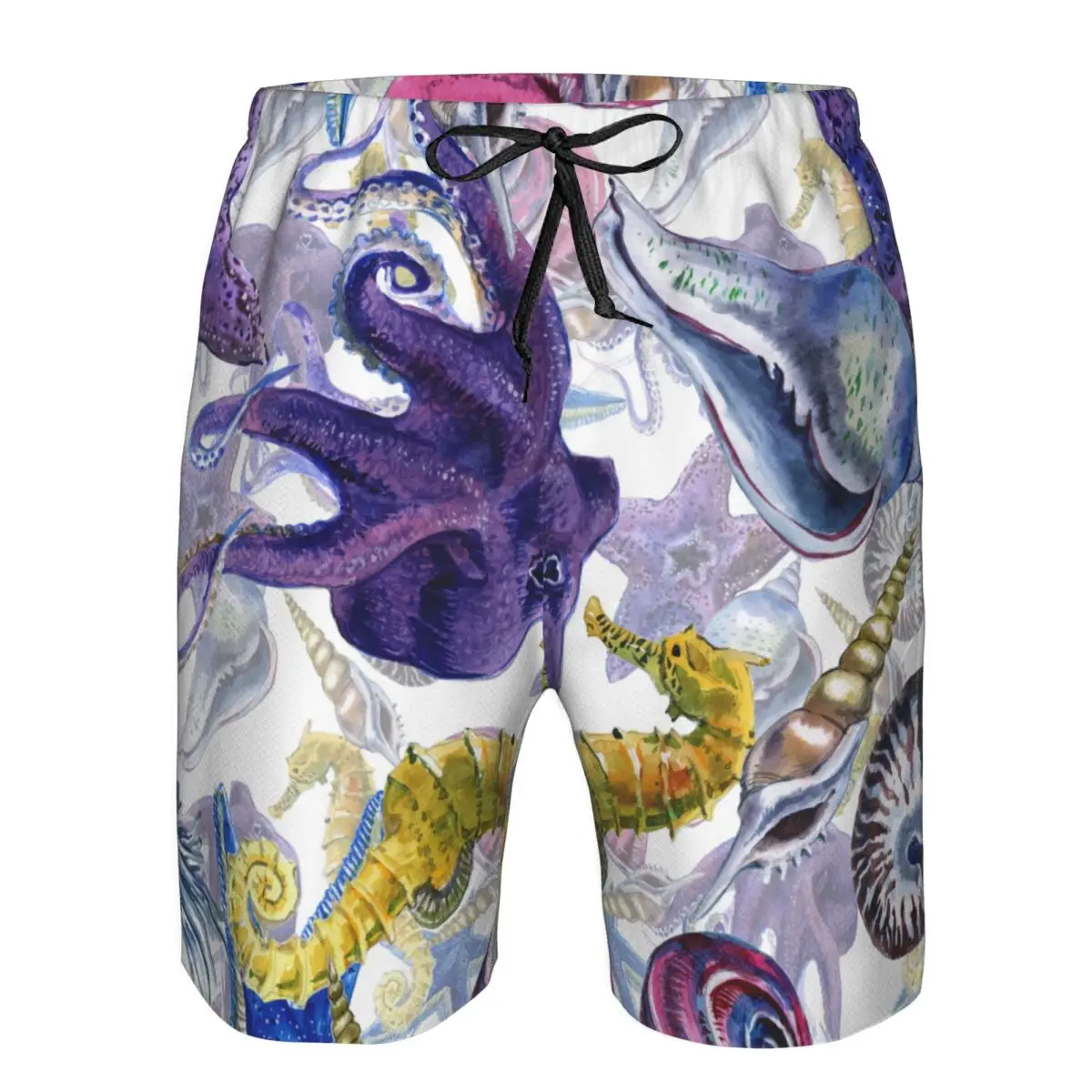 גברים חוף קצר מהיר ייבוש שחייה המטען בצבעי מים חוף צדפים יצורים תת בגדי ים בגדי ים בגד ים קצר - 0