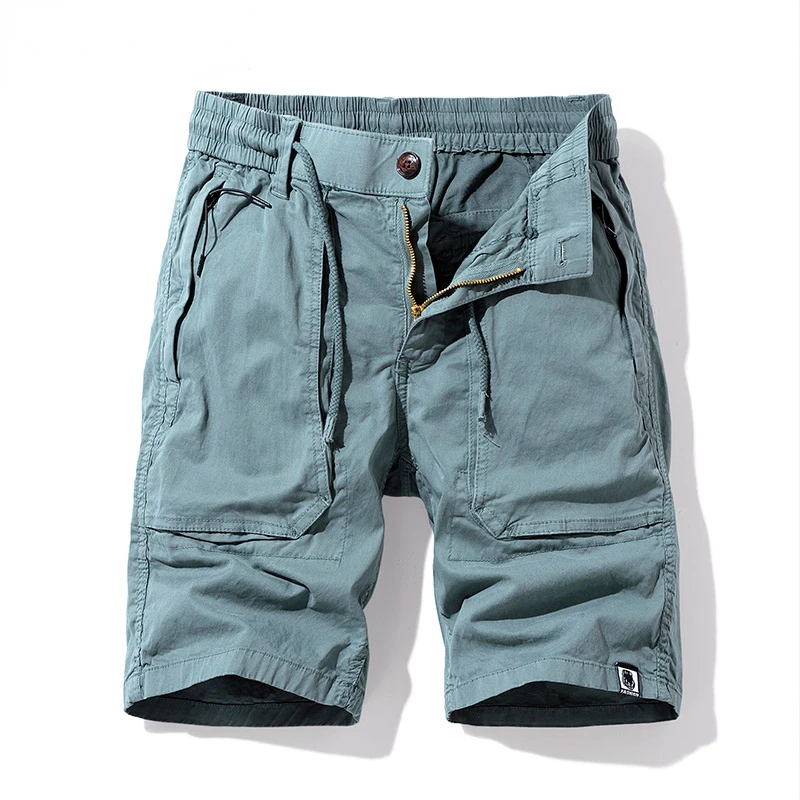 הקיץ חדש של גברים מזדמנים מכנסיים קצרים 95%כותנה אופנה ישר רוכסן כיס למתוח נוחות חיצונית מכנסיים קצרים זכר - 0