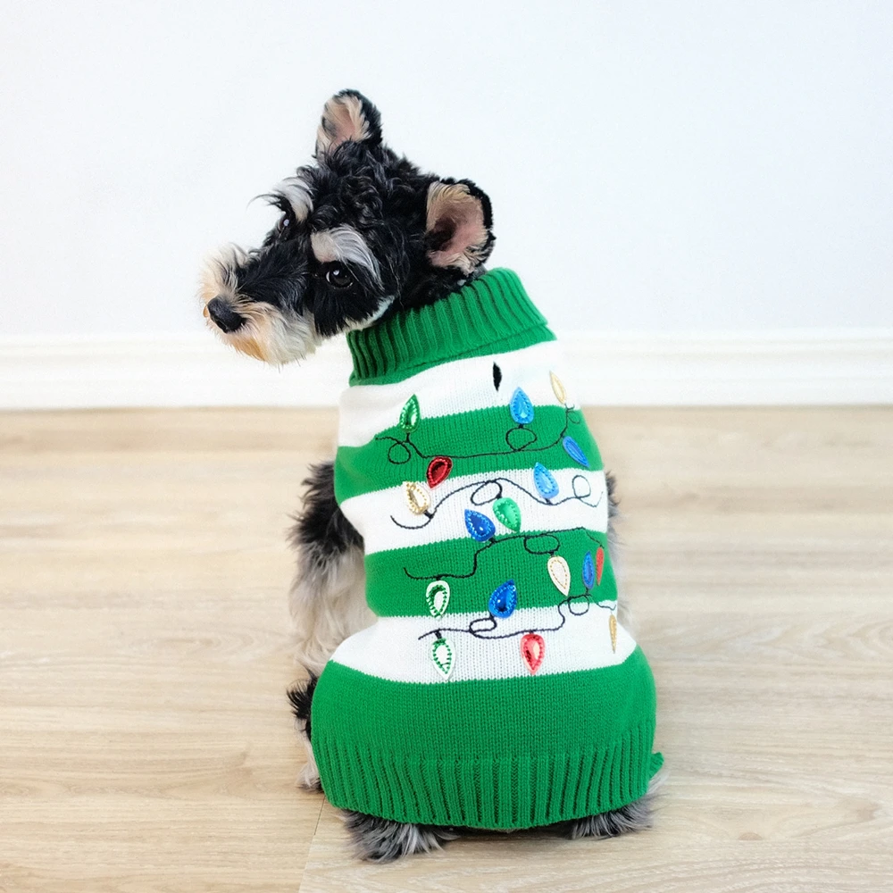 חג המולד החורף מחמד חתול כלב בגדים חמים חג המולד סוודר קטן יורקי מחמד בגדי מעיל סריגה סוודר תחפושות ואביזרים - 0