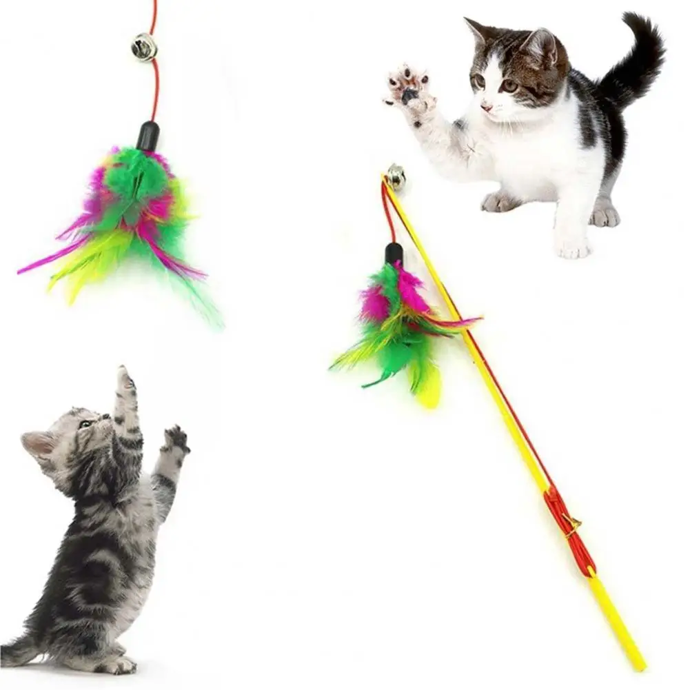 מעשי בל צעצועים קל לאחסון צבע נוצה פעמונים חתול מקל קל לנשיאה ססגוניות מצחיק לתקוע בשביל הכיף - 0