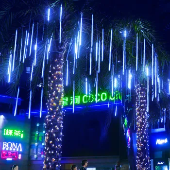 1/2/3/4 להגדיר מטאורים LED פיות מחרוזת אורות רחוב זרי חג המולד אור גן DIY חג המולד קישוטים הביתה 2024