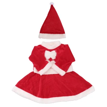 1 סט 70cm קומתו ילדים סנטה קלאוס חליפת חג המולד המפלגה Cosplay תלבושות כובע, בגדים לנערות.