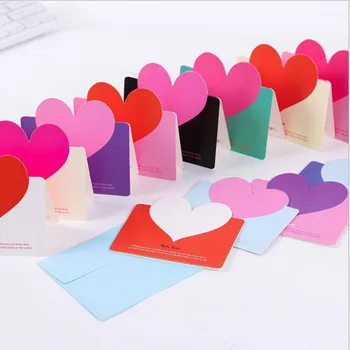 10PCS אוהב את הלב קראפט נייר ברכה ברכה גלויה עבור DIY פסטיבל לברך כרטיסי מתנה ציוד משרדי