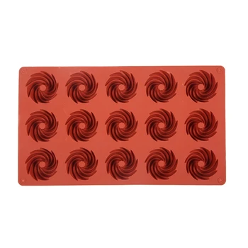 15 חללים תבניות סיליקון קטנות ספירלה בצורת עוגת עובש שוקולד סבון, עובש GXMA