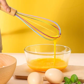 1PC ידית עץ ידנית מקצף ביצים מטבח מטרפה לבישול גאדג 'טים למטבח שמנת ביצים לערבב מקצף חלב לקפוצ' ינטור ביצה כלים