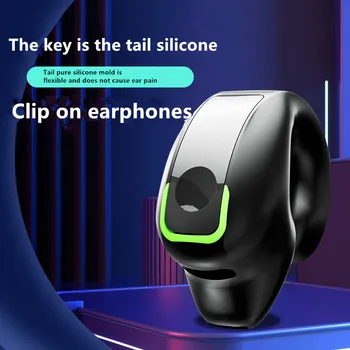 1pcs עצם הולכה אוזניות Bluetooth תואם-5.3 אוזן קליפ קל Earbud עסקים ספורט אוזניות לאייפון אנדרואיד