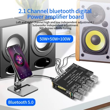 2.1 3 ערוץ לוח מגבר 50WX2 100W CS8673E Bluetooth תואם-5.1 AUX קלט DIY בבית אודיו תומך הטלפון בקרת יישום