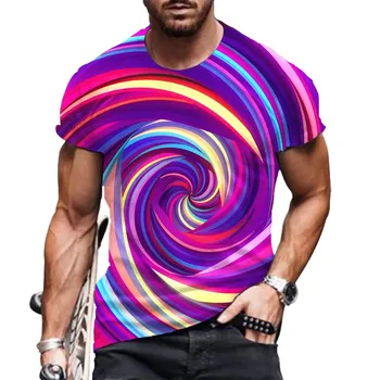 2022 חולצה לגברים O-צוואר 3D תלת ממדי הדפסת החולצה T אופנה מזדמנים לנשימה רופף קט חולצות