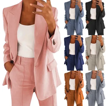 2023 האביב החדש של נשים חליפת פנאי החליפה מקצועי 2 Peice מכנסיים להגדיר נשים במשרד הלבוש נשים החליפה מעיל ז ' קט מכנסיים