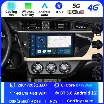 2Din עבור טויוטה קורולה Ralink 2013 2014 2015 2016 4G אנדרואיד 12 סטריאו לרכב רדיו מולטימדיה נגן וידאו ניווט GPS SWC RDS