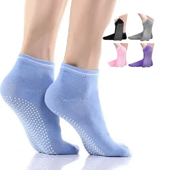 4 זוגות ללא נעל יוגה טרמפולינה גרביים עם סיליקון נגד החלקה אחיזה הביתה אתלטי הרצפה גרביים עבור נשים בוגרות.