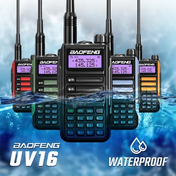 BaoFeng UV16 ווקי-טוקי Tri Band מקצועי ציד חזיר עמיד למים ארוך טווח מסוג-C מטען VHF UHF שני הדרך רדיו נייד