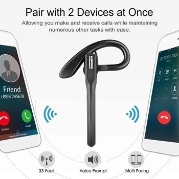 Bluetooth אלחוטית לאוזניות Bluetooth Hands-Free אוזניות עם ביטול רעש-מיקרופון Over-Ear אוזניות חד צדדיות,
