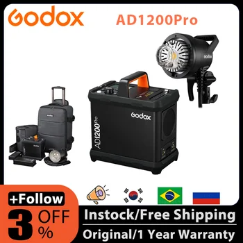 Godox AD1200Pro AD1200 Pro 1200Ws 2.4 G TTL 1/8000 HSS 40W דוגמנות אור חיצוני הבזק Strobe Monolight מופעל באמצעות סוללה פלאש