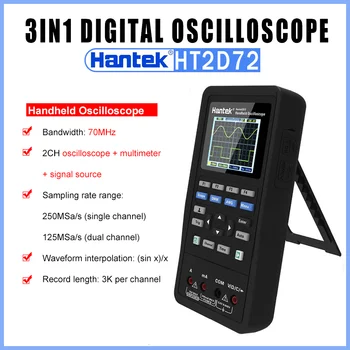 Hantek אוסצילוסקופ דיגיטלי 2C72/2D72 3-In-1 גל גנרטור + מודד נייד + USB אוסצילוסקופ 2-ערוץ 40mhz
