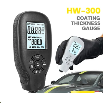 HW-300 עובי ציפוי מד 0-2000UM צבע המכונית הסרט בוחן מדידה ידנית לצבוע כלים עובי מד אוטומטי