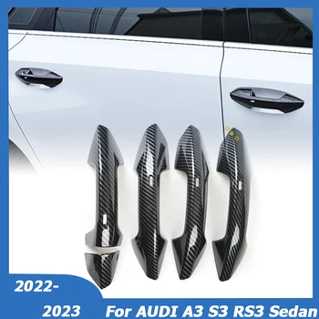 LHD רק עבור אאודי A3 S3 RS3 8Y סדאן Sportback 2022 2023 אוטומטי החיצוני ידית הדלת לכסות לקצץ מדבקת הגנה אביזרי רכב