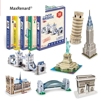 MaxRenard מיני 3D סטריאו מיקרו פאזל נייר DIY המודל המפורסם בעולם קונסטרוקציות צעצועים עבור ילדים מבוגרים קישוט הבית מתנה