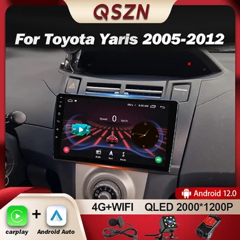 QSZN עבור טויוטה יאריס XP90 2005 -2012 רדיו במכונית מולטימדיה נגן וידאו ניווט GPS, 4G Carplay אנדרואיד 12 Autoradio יחידת הראש