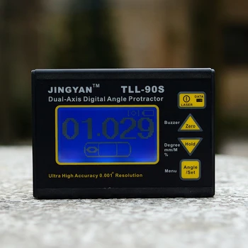 TLL-90 מקצועי דיגיטלי לייזר מד זווית גבוהה דיוק 0.001° כפול ציר ה-50-60Hz זווית מד רמת LCD Inclinometer