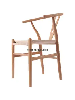 Y כסא עץ מלא נורדי פשוט המודרנית האוכל הכיסא הפנוי משענת יד משענת המקומי כיסא עץ סיני קש ללמוד הכיסא