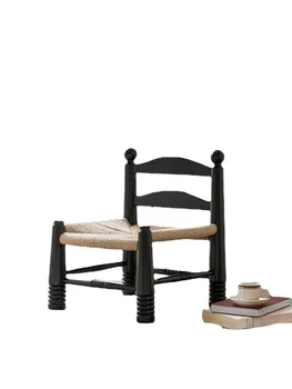 ZC בסגנון צרפתי אמצע העתיקה ארוג עץ מלא שרפרף נמוך יצירתי אישיות כיסא שרפרף