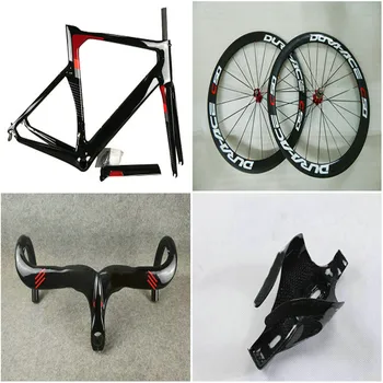 אדום שחור הרעיון האופניים פחמן מסגרת c50 50mm פחמן wheelset הכידון בקבוק כלובים V3RS C64 אופניים מסגרת מט/מבריק