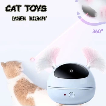 אוטומטי מסתובב חתול אינטראקטיבי צעצוע חשמלי LED לייזר אינטראקטיביות רובוט צעצועים 360 מעלות סדיר מהלך חכם להתגרות חתול