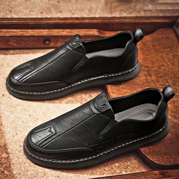 אופנה נעלי גברים נעליים מזדמנים פארק הליכה נעלי גברים עור אמיתי נעליים נמוכה העליונה נעלי סוליות בעבודת יד משלוח חינם