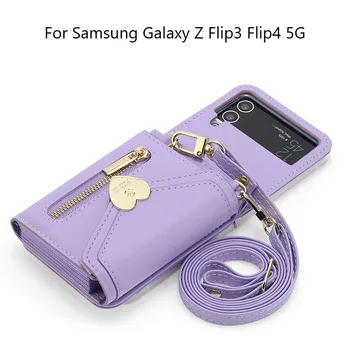 אופנה נשים ארנק Case for Samsung Galaxy Z Flip 3 4 5 גרם עור כרטיס תיק עבור Samsung Flip3 Flip4 הארנק עמיד הלם הטלפון לכסות