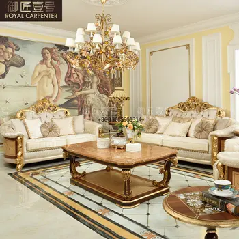 אירופה בד הספה וילה איטלקית הרהיטים בסלון משפחה גדולה מעץ מלא ספה שילוב תה, שולחן טלוויזיה ארון