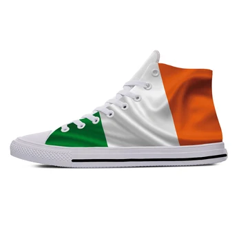אירלנד אירי דגל הרפובליקה פטריוטי אופנה מזדמנים נעלי בד גבוהות העליון קל משקל לנשימה הדפסת 3D גברים, נשים, נעלי ספורט