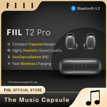 אליהן T2 Pro כפול מיקרופון-37dB היברידית ANC אלחוטית, אוזניות Bluetooth 5.2 TWS ENC אוזניות Hi-Fi אוזניות מהר טעינה אלחוטית