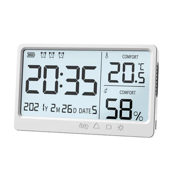 אלקטרונית תחנת מזג אוויר מדחום טמפרטורה דיגיטלי מד לחות גבוהה דיוק לחות שעון מעורר מסך LCD