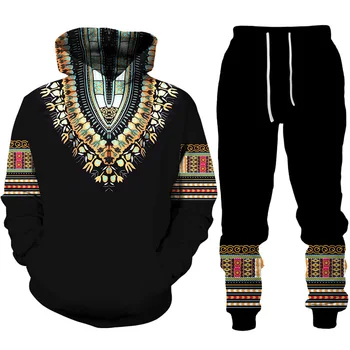 אפריקה Dasiki אודי/החליפה של הגברים מזדמן 3D מודפס Etnic סגנון Sweatsirt מכנסיים להגדיר גברים/נשים עממית-מותאמת אישית אופנת רחוב אימונית