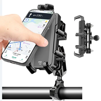 אקדל טלפון נייד בעל מתלה אלומיניום סגסוגת טלפון נייד תמיכה 360 תואר סיבוב Shockproof על אופניים קטנוע אופנוע.
