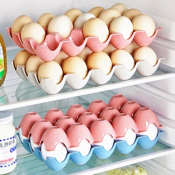 במטבח מקרר ביצה תיבת אחסון 15 רשת מעשי יצירתי ביצים מחזיק מגש פלסטיק Stackable ביצים מדף תיק ארגונית