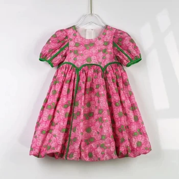 בקיץ ילדים כותנה פרחוני שמלות לבנות שרוול קצר שמלת נסיכת פעוט של התינוקת הלבוש בגדי ילדים 6 8 9
