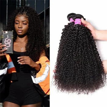 ברזילאי שיער מתולתל לארוג 3 חבילות למלונות 28 30 אינץ 100% לא מעובד שיער Weft תוספות שיער אנושי על נשים שחורות למכירה