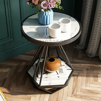 ברזל מודרני זהב ליד המיטה שולחן הסלון רהיטים שולחנות צד בבית צד ארונות יצירתי פשוט קטן סביב שולחנות קפה