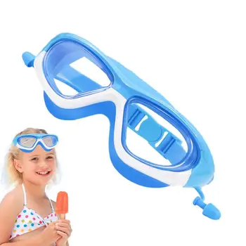 הילדים לשחות משקפי נוח ילדים משקפי מגן עם אטמי אוזניים, משקפי שחייה עם אנטי ערפל עמיד למים, אנטי-UV לילדים ונוער