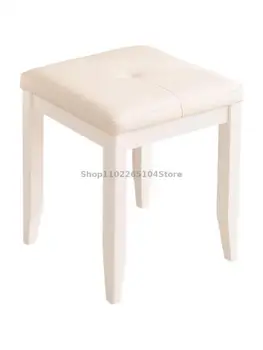 הלבשה שרפרף כיסא איפור חדר שינה מעץ מלא מודרני לבן פשוט שידה כיסא נורדי משק רך תיק איפור צואה