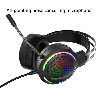 זוהר RGB המשחק אוזניות עם קווי USB עבור רשת מחשבים בכיתה ראש רכוב אוזניות
