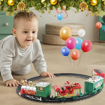 חג המולד הרכבת החשמלית צעצועי רטרו חג המולד חשמלי הרכבת מיני סיור רכבת צעצוע בנים בנות חג חגיגיות.